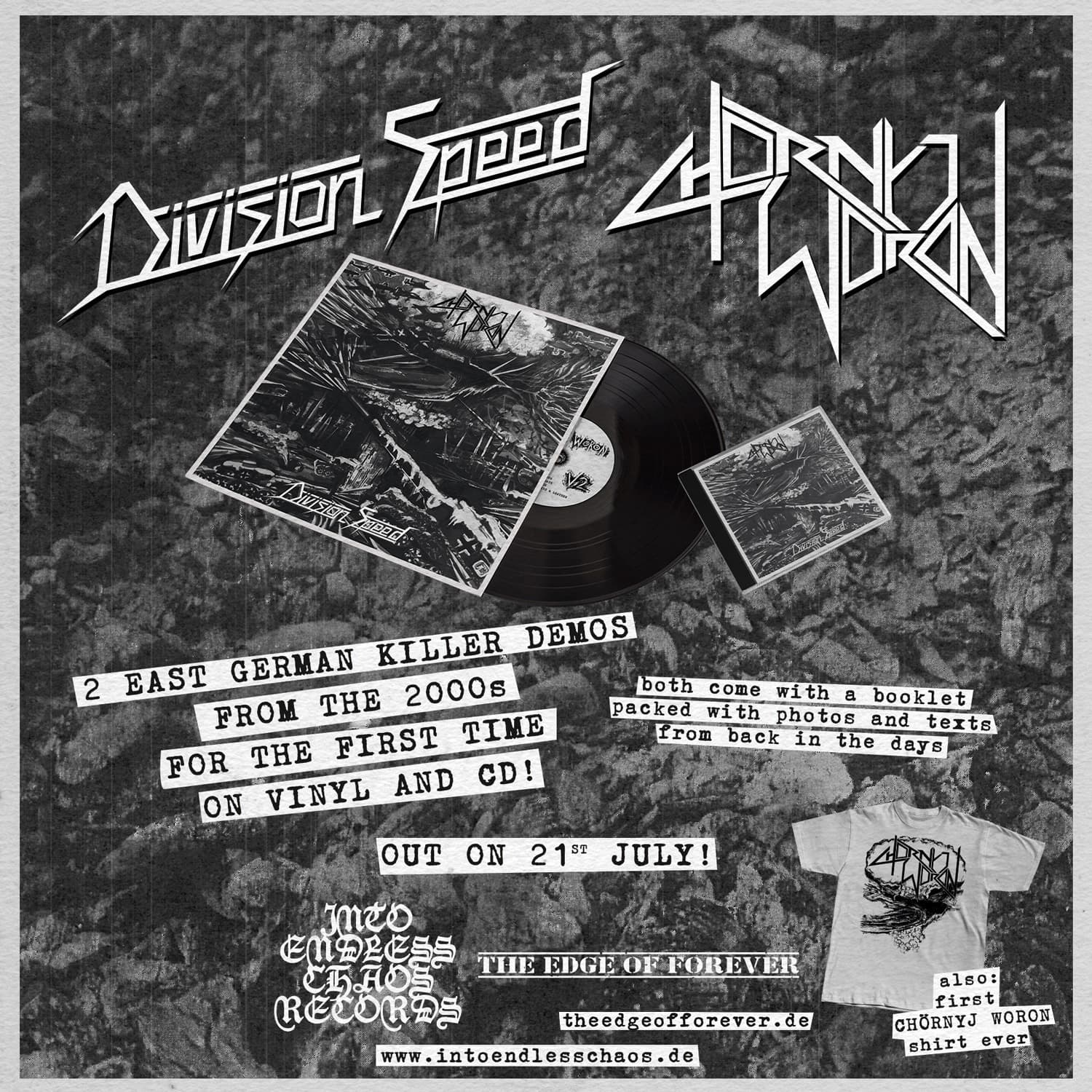 OUT NOW Division Speed/Chörnyj Woron – Demo/V2 Split LP/CD & Chörnyj Woron T-Shirt