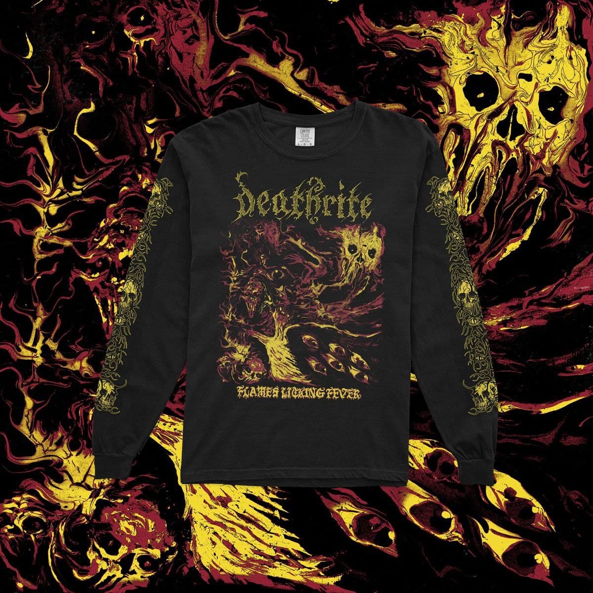 Deathrite - Flames Licking Fever Longsleeve (Red Yellow Print)