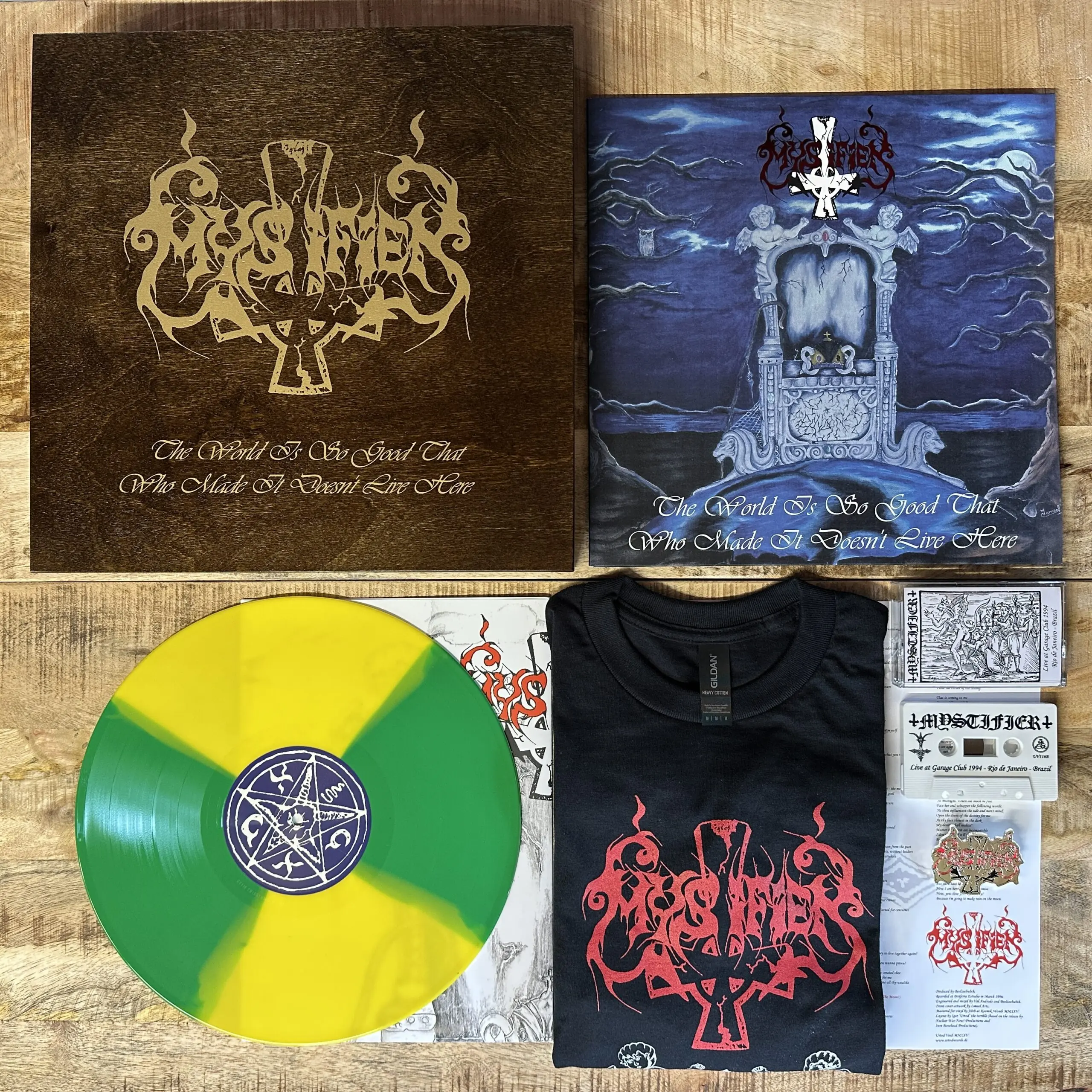 Mystifier – The World Is So Good That Who Made It Doesn’t Live Here Wooden Box LP+MC + Shirt L Size
